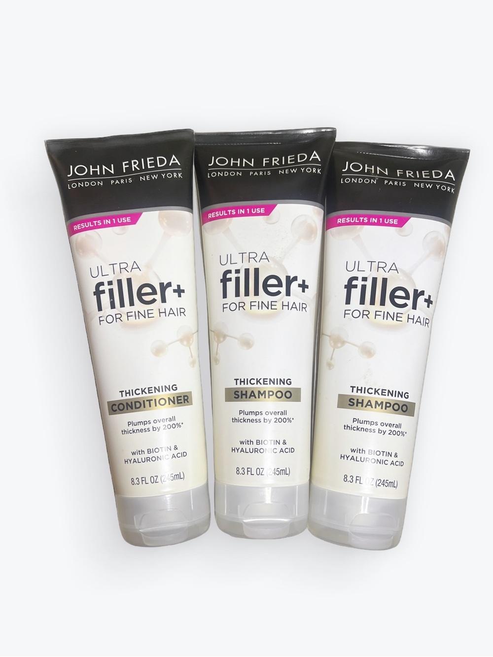 3x John Frieda Ultra Filler Fine Hair Thickening Shampoo & Conditioner 8.3floz